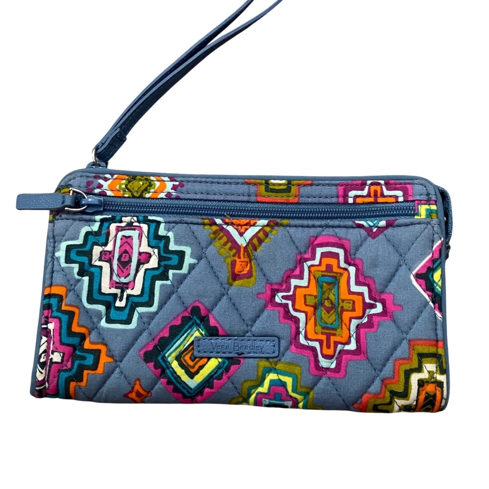 Vera Bradley Wallet Womens OS Blue Geometric Quilted
